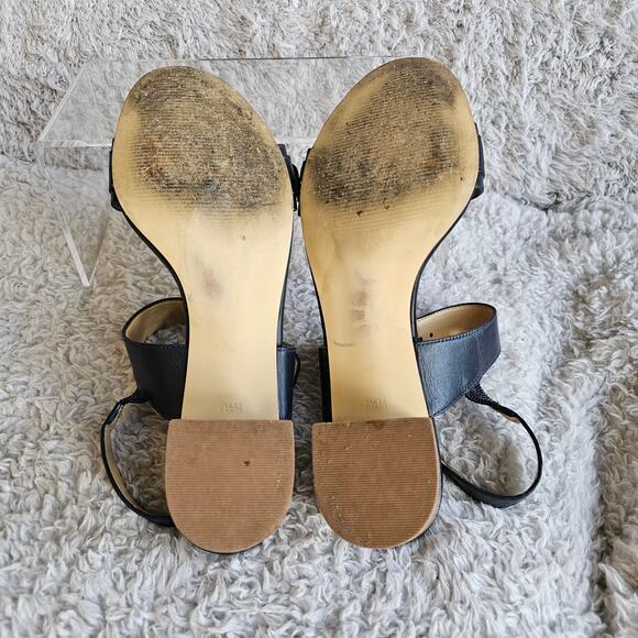 Talbots Women's Double Buckle Slingback Blocked Heeled Sandals Size 7.5M Black - Picture 4 of 5